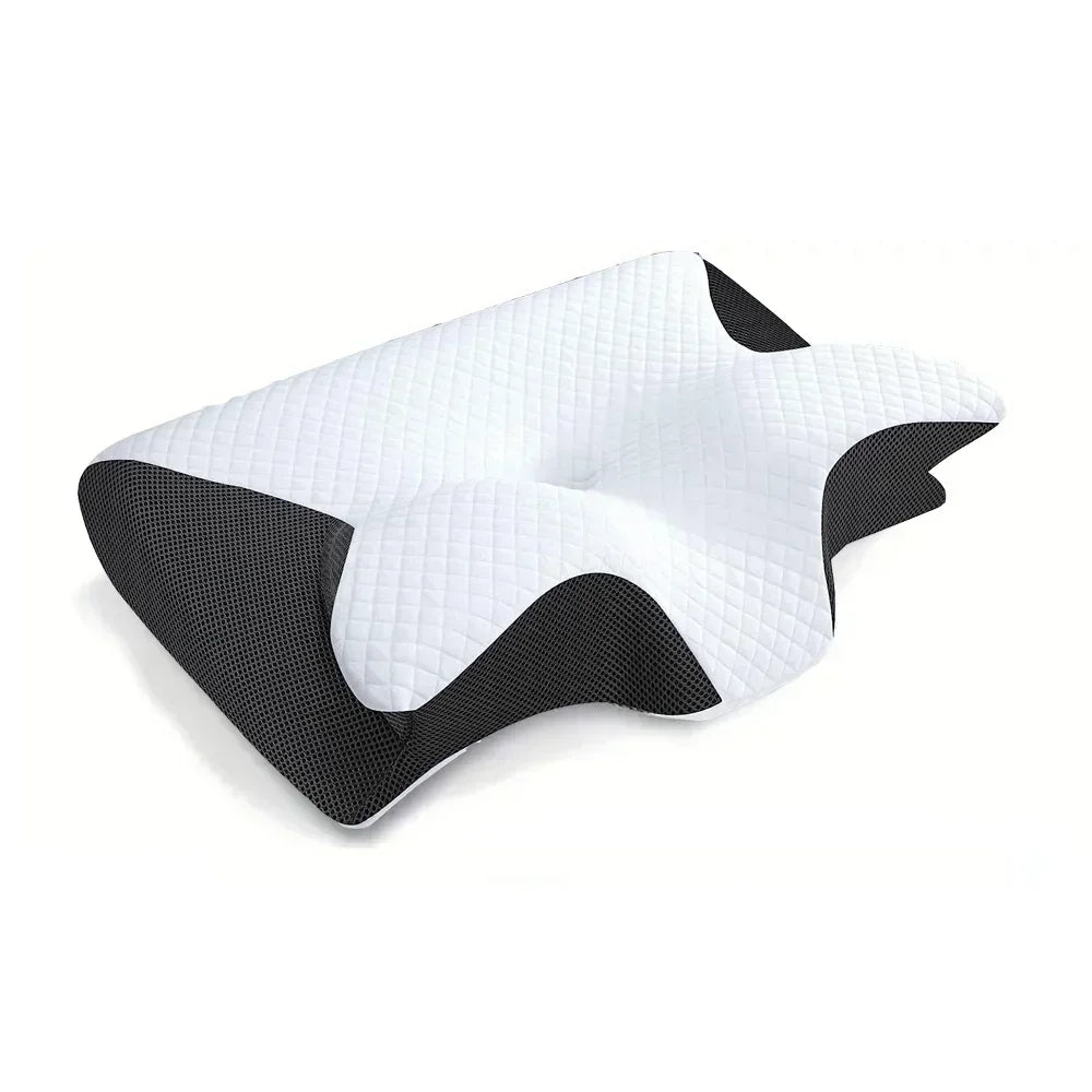 Oreiller Cervical Papillon | Soutien & Confort Ergonomique (Noir)
