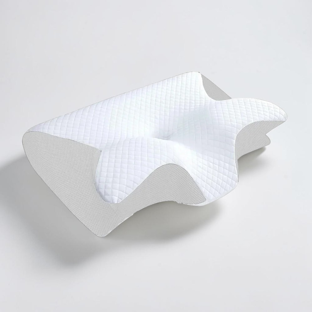 Oreiller cervical papillon mémoire blanc soutien nuque
